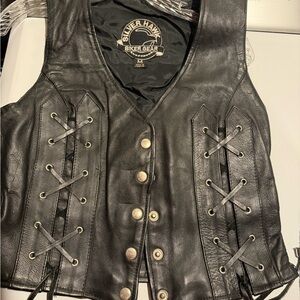 Silver Hawk Black Leather Vest